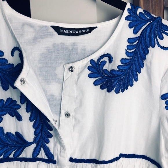 ANTHRO KAS New York embroidered cotton shirred - Picture 3 of 4